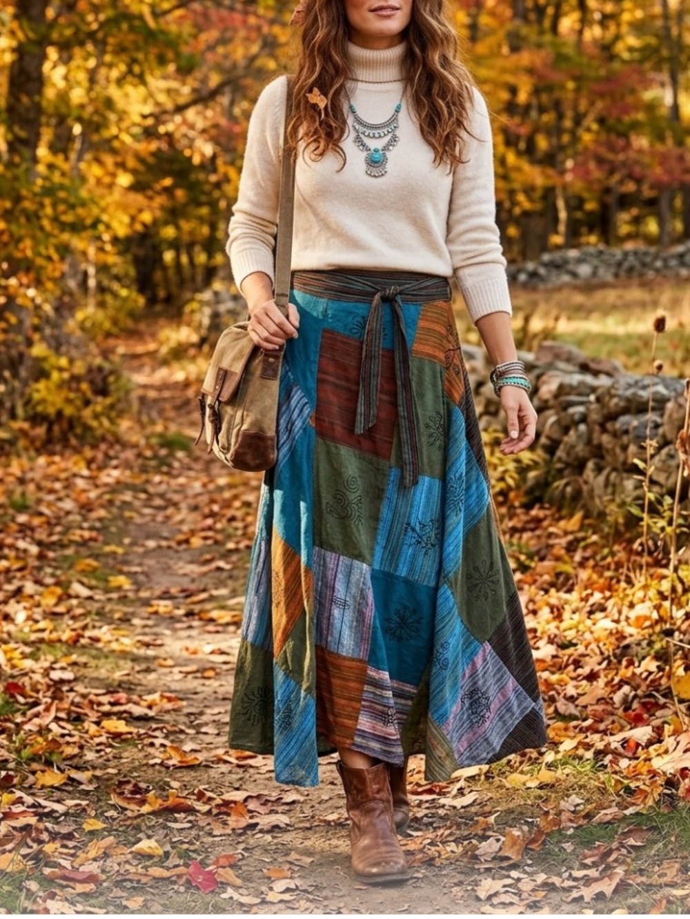 NWT Boho maxi wrap skirt High-Low
Skirt - turquoise Multicolor . Sz M / L